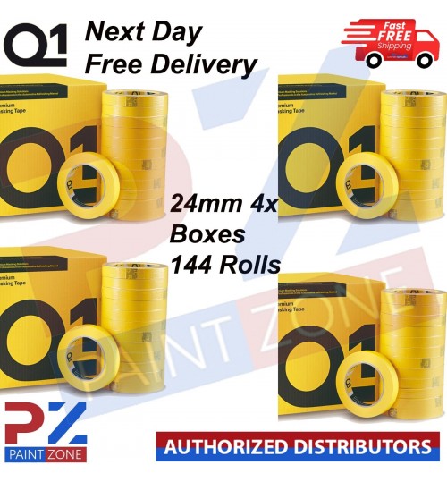 4X Q1 MASKING TAPE PREMIUM AUTOMOTIVE 110c 24mm x 50mm - NEXT DAY FREE DELIVERY
